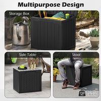 96L Outdoor Storage Box with Lockable Lid and Wicker-woven Texture