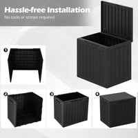 96L Outdoor Storage Box with Lockable Lid and Wicker-woven Texture