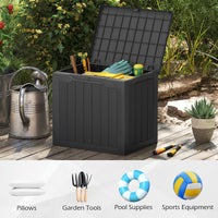 96L Outdoor Storage Box with Lockable Lid and Wicker-woven Texture