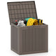96L Outdoor Storage Box with Lockable Lid and Wicker-woven Texture