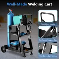 3-Tier Welding Cart, Rolling Welder Cart w/ Tilt-Table & 4 Wheels