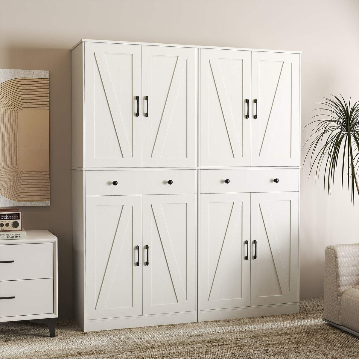 183cm Tall Kitchen Cabinet Farmhouse Cupboard Cabinet Versatile Storage