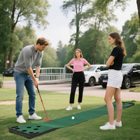 Golf Pong Game Set, Portable Golf Putting Mat with 2 Adjustable Putters