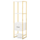 5-Tier Bookshelf with Drawer Tall Narrow Bookcase
