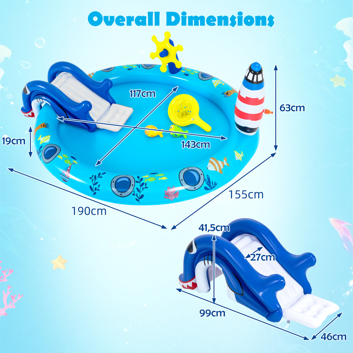 Inflatable Play Center, Marine Life Spray Pool
