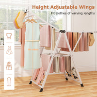 Foldable Metal Laundry Drying Rack with Height Adjustable Wings, 16 Drying Rails