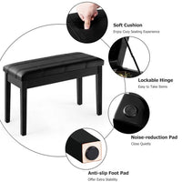 PU Leather Piano Bench with Padded Cushion and Music Storage