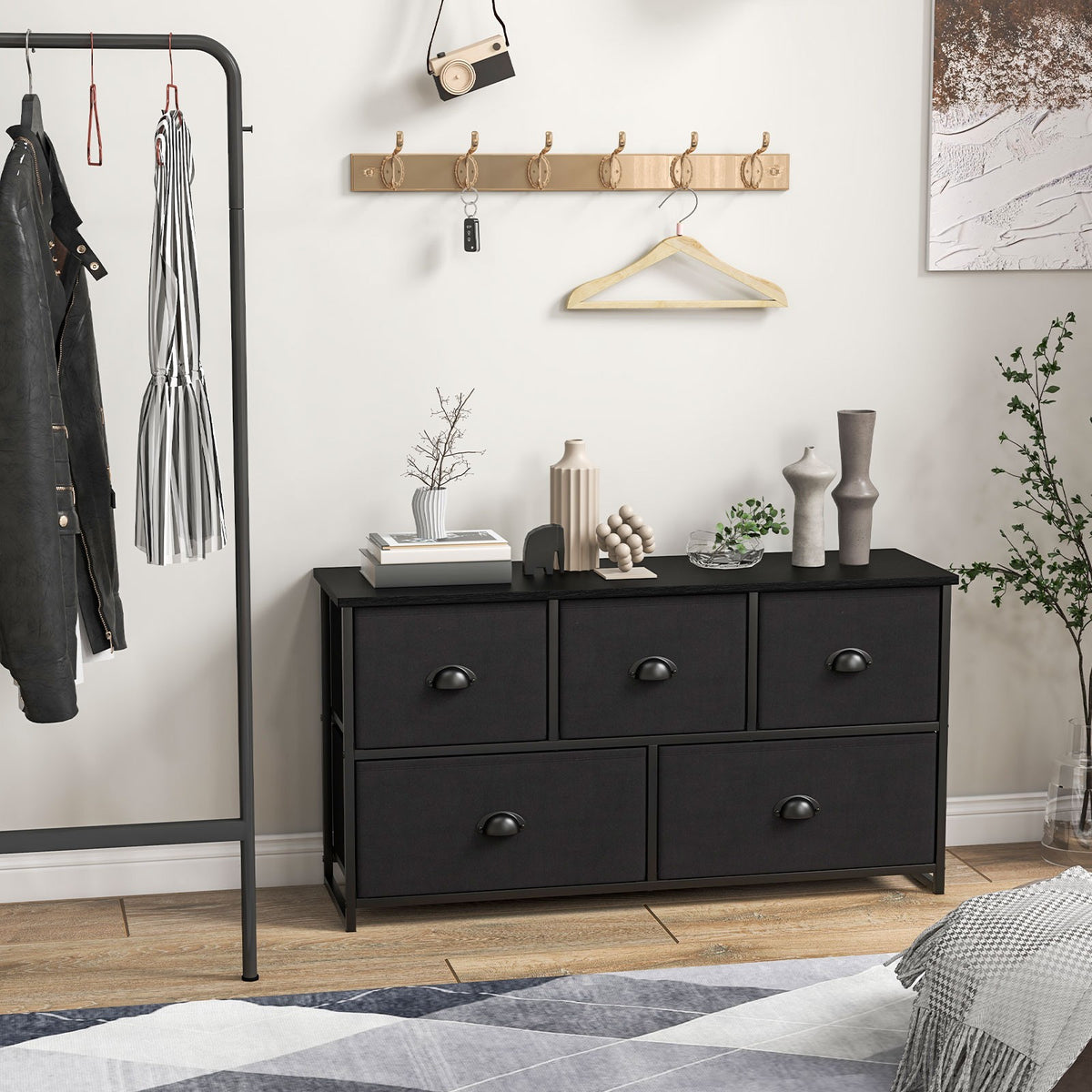 5 Drawer Storage Organizer Unit Horizontal Storage Cube Dresser Unit