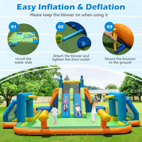 Inflatable Water Slide Water Park with 2 Long Slides and Soccer Gates (Without Blower)