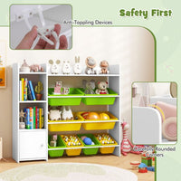 Kids Bookshelf with 8 Storage Boxes and 2 Open Shelves