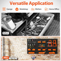 9-Bin Parts Rack Organizer with Hammer Racks and Tool Holders
