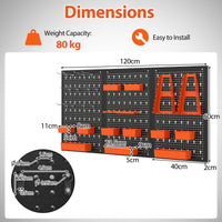 9-Bin Parts Rack Organizer with Hammer Racks and Tool Holders