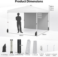 3 x 3 m Pop up Canopy Tent w/ 1 Sidewall