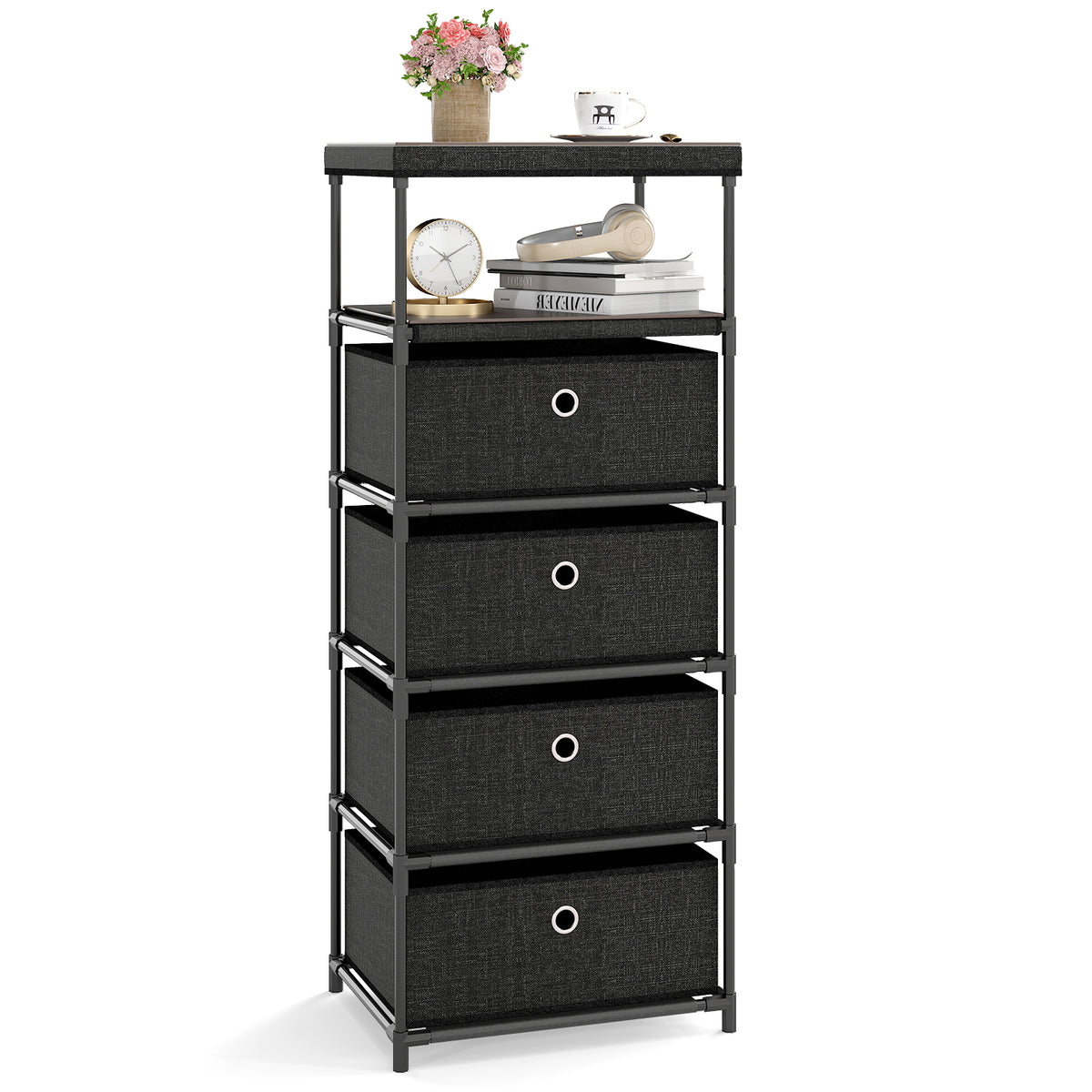 Narrow Dresser with 5 Drawers Slim Storage Tower Space-Saving Chest of Drawers