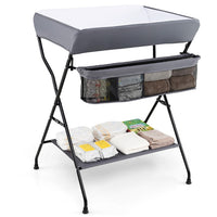 Folding Baby Change Table with Storage Basket & Shelf for Infant & Toddler