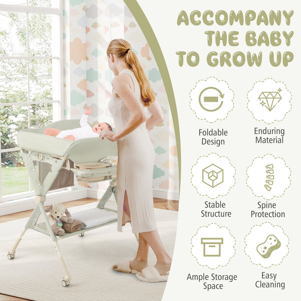 Baby Changing Table, Foldable Diaper Changing Station w/ Water Basin