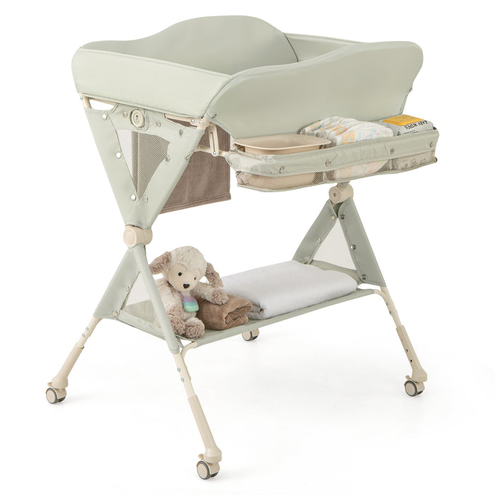 Baby Changing Table, Foldable Diaper Changing Station w/ Water Basin