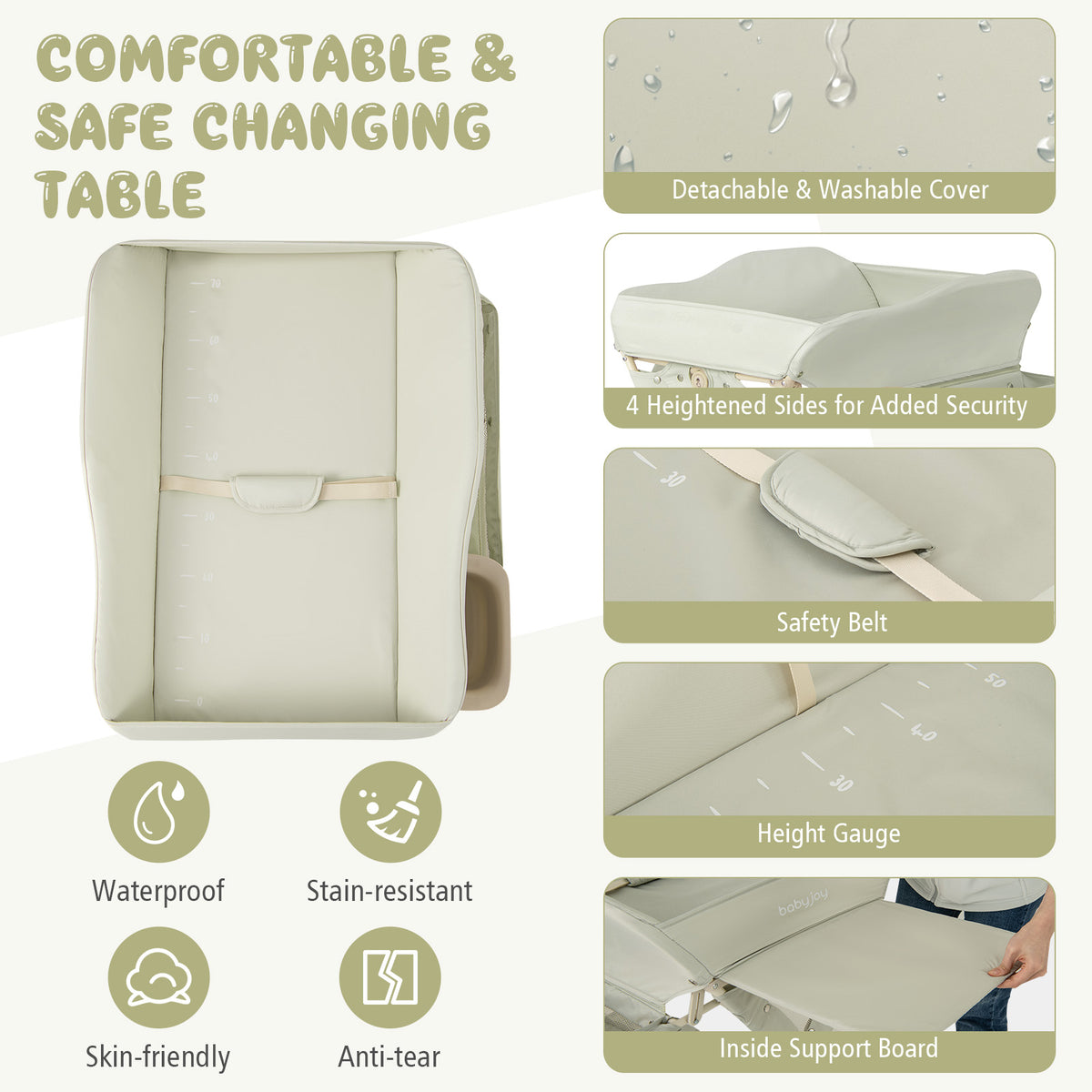 Baby Changing Table, Foldable Diaper Changing Station w/ Water Basin