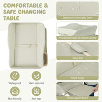 Baby Changing Table, Foldable Diaper Changing Station w/ Water Basin