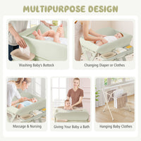 Baby Changing Table, Foldable Diaper Changing Station w/ Water Basin