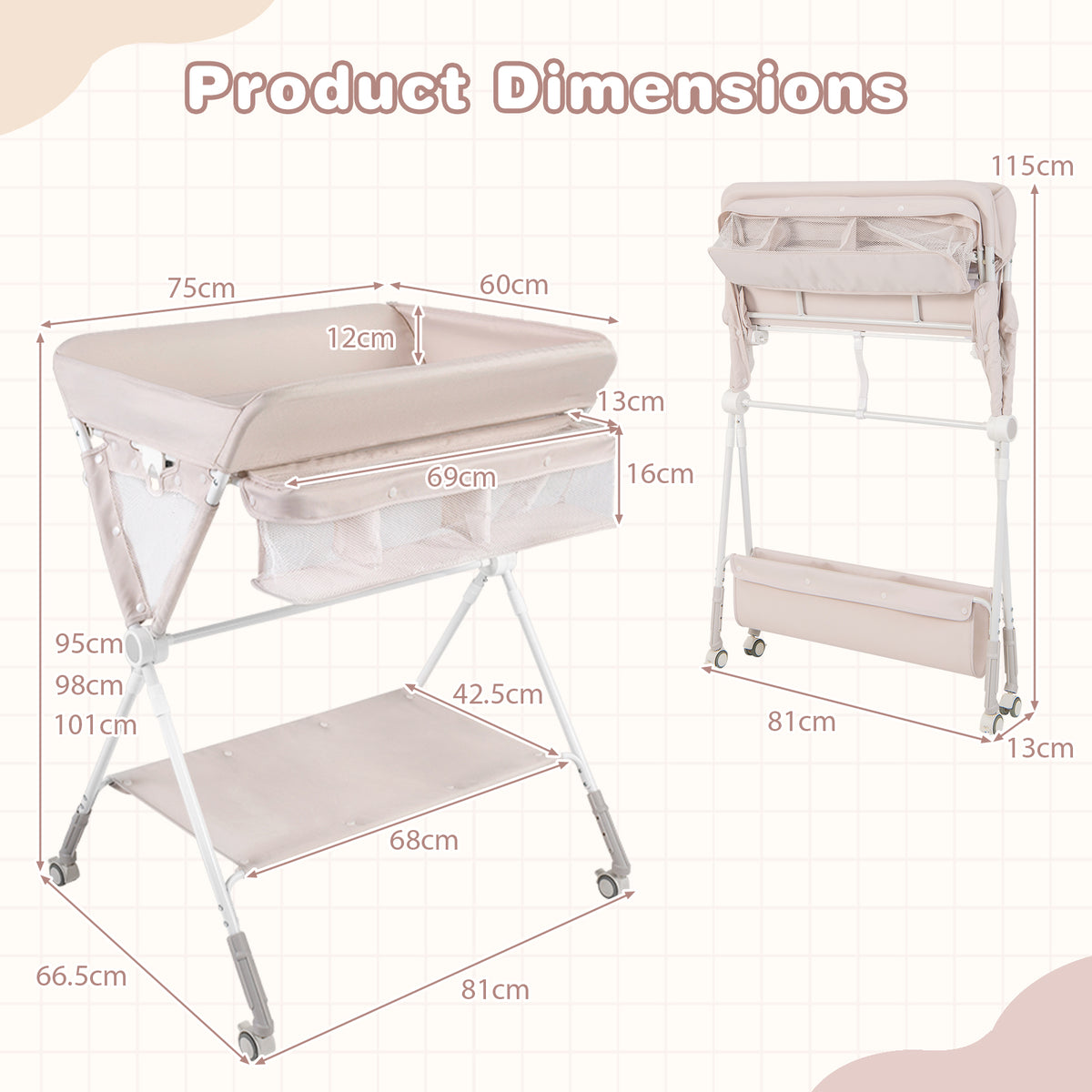 Portable Folding Baby Changing Table for Infant Newborn Nursery