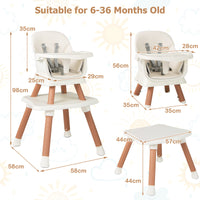 8 in 1 Baby Highchair, Convertible High Chair for Infants w/Adjustable & Washable Tray