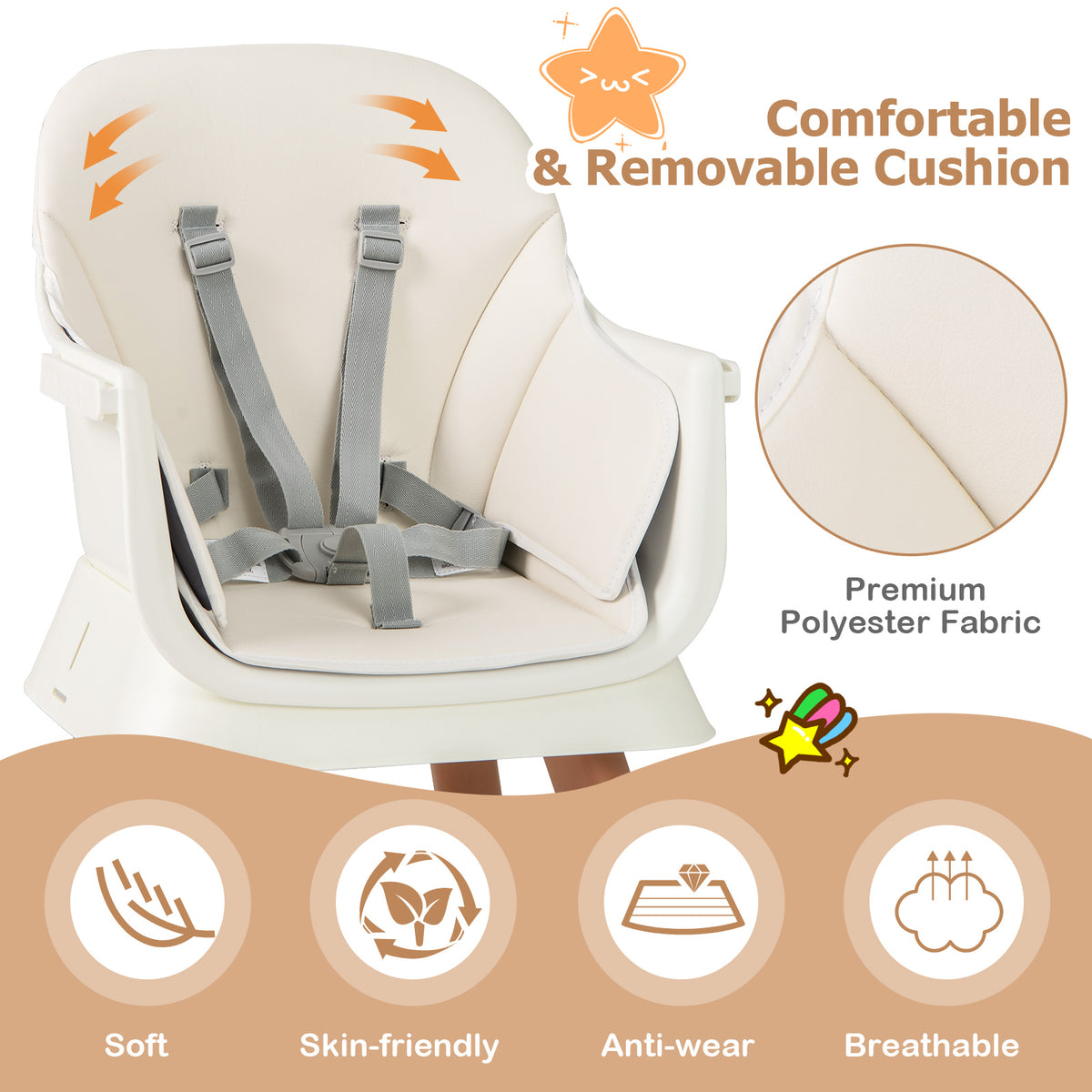 8 in 1 Baby Highchair, Convertible High Chair for Infants w/Adjustable & Washable Tray