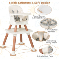 8 in 1 Baby Highchair, Convertible High Chair for Infants w/Adjustable & Washable Tray