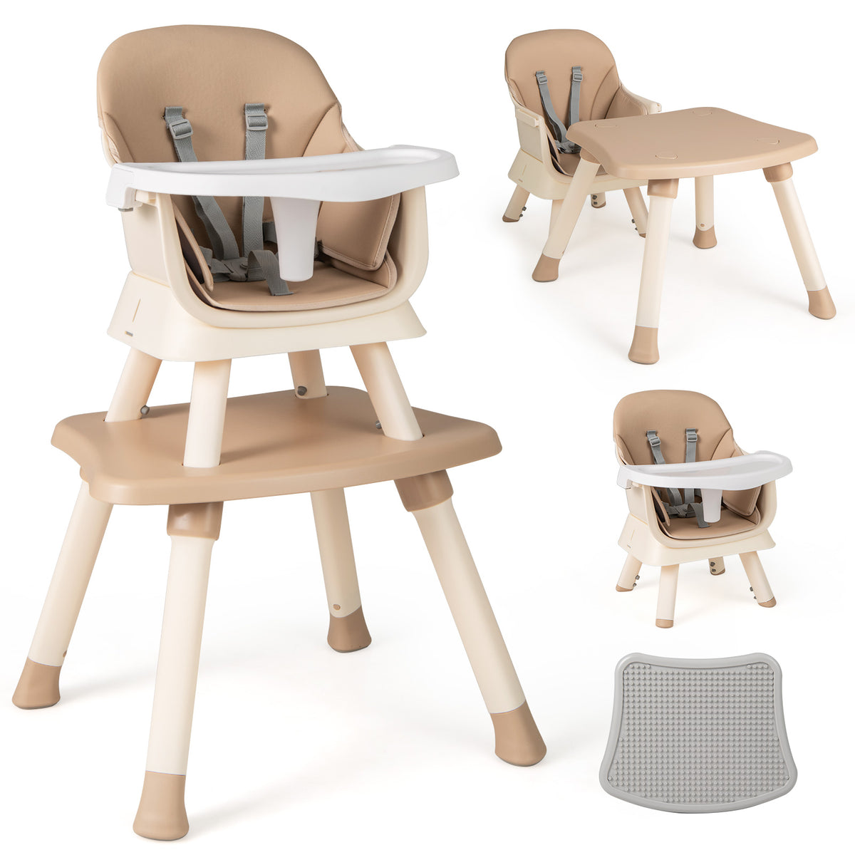 8 in 1 Baby Highchair, Convertible High Chair for Infants w/Adjustable & Washable Tray