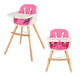 3 in 1 Wooden Convertible Baby High Chair with Removable Tray