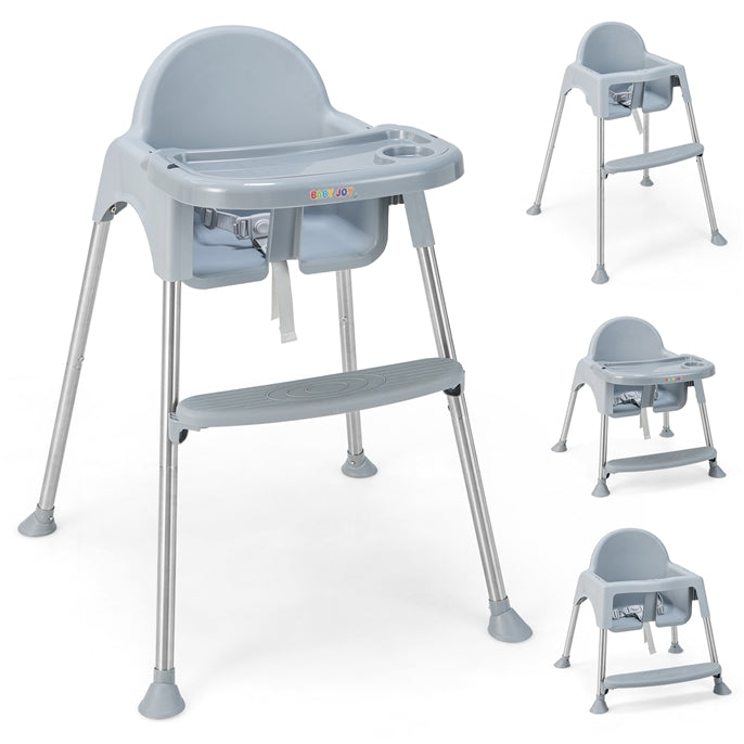 Baby High Chair, 4-in-1 Convertible Baby Highchair w/Removable 2-Psosition Double Tray