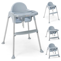 Baby High Chair, 4-in-1 Convertible Baby Highchair w/Removable 2-Psosition Double Tray