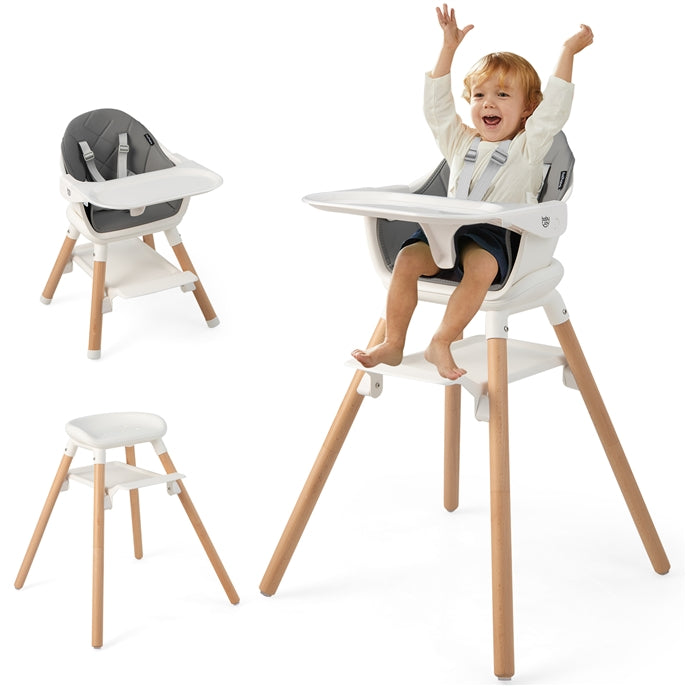 6-in-1 Convertible Wooden Baby High Chair