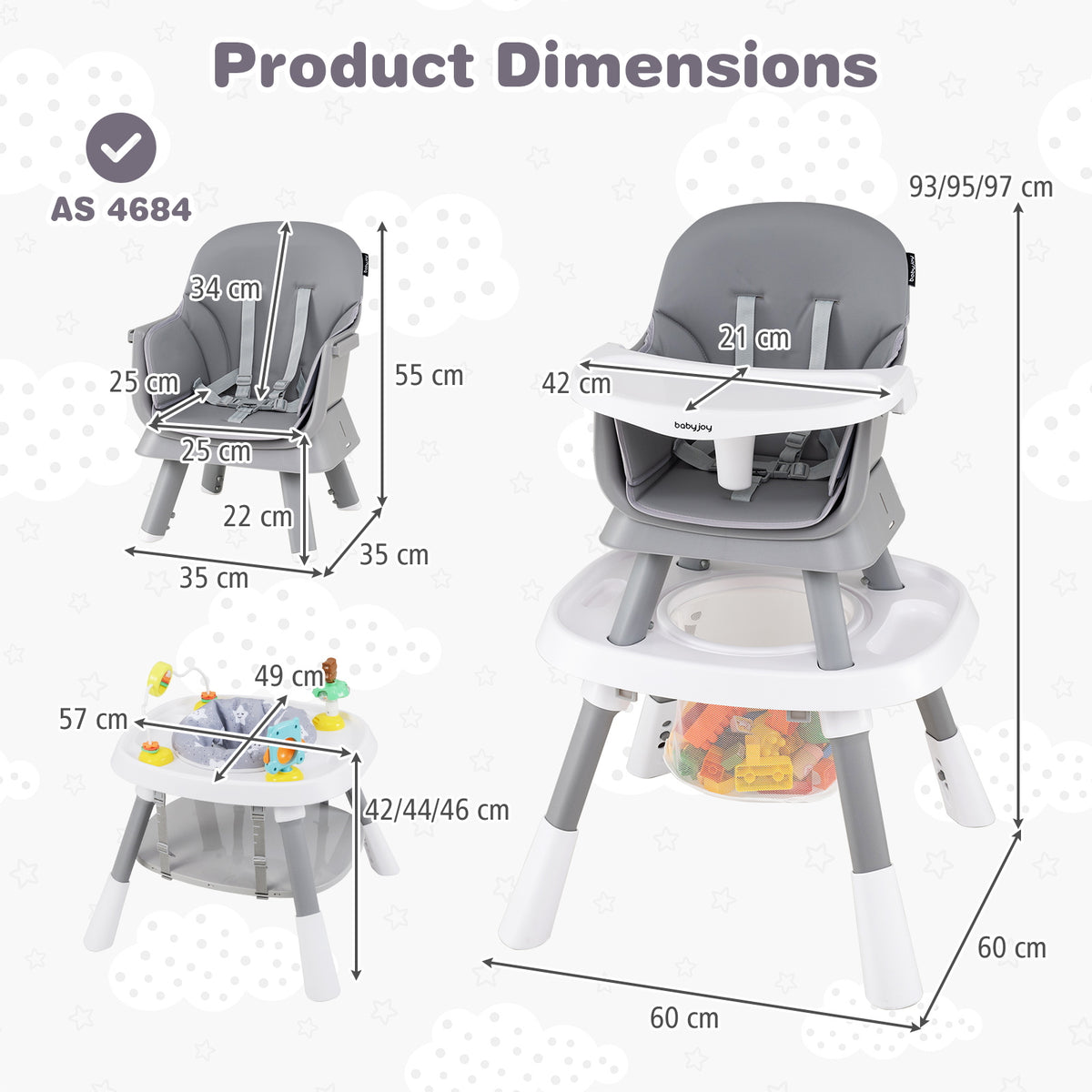 15-in-1 Convertible Baby High Chair, Multifunctional Kids Table & Chair Set