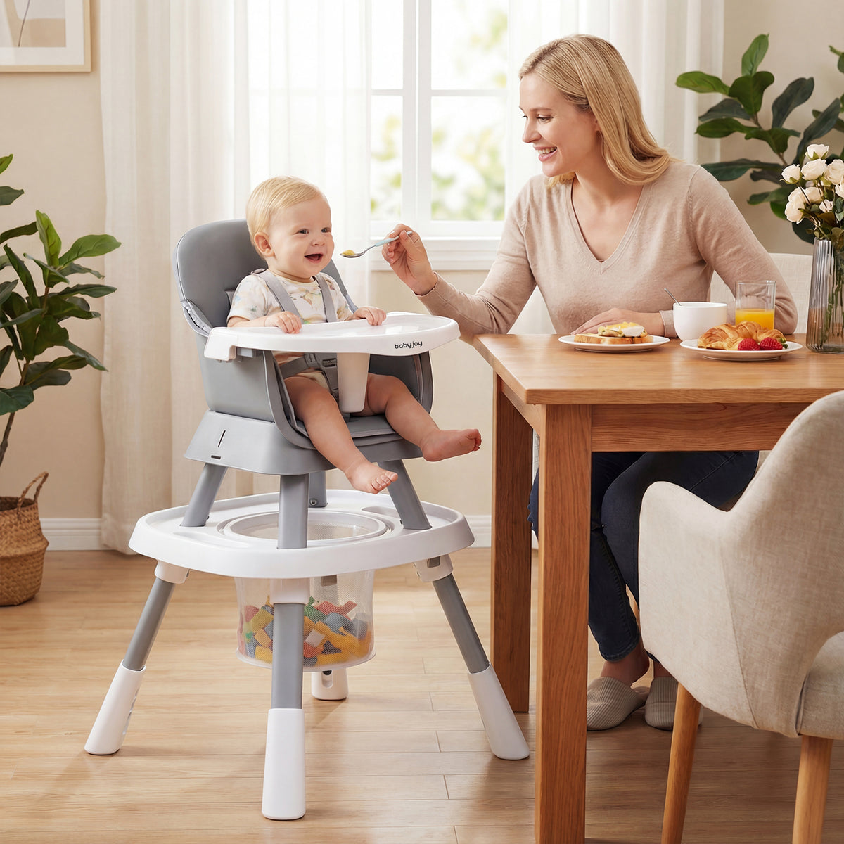 15-in-1 Convertible Baby High Chair, Multifunctional Kids Table & Chair Set