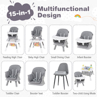 15-in-1 Convertible Baby High Chair, Multifunctional Kids Table & Chair Set