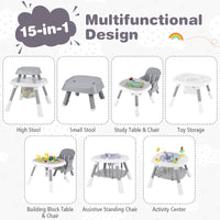 15-in-1 Convertible Baby High Chair, Multifunctional Kids Table & Chair Set