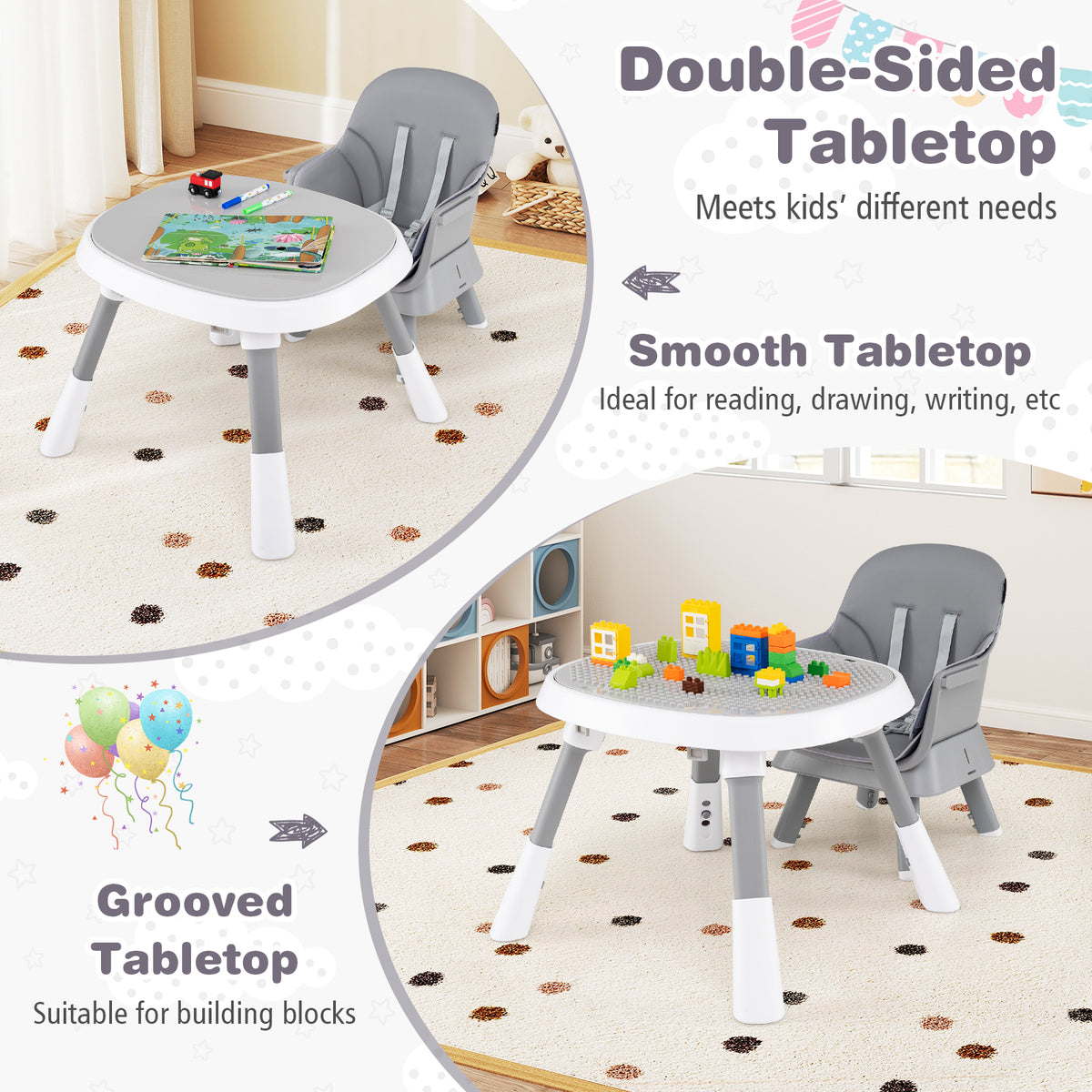 15-in-1 Convertible Baby High Chair, Multifunctional Kids Table & Chair Set