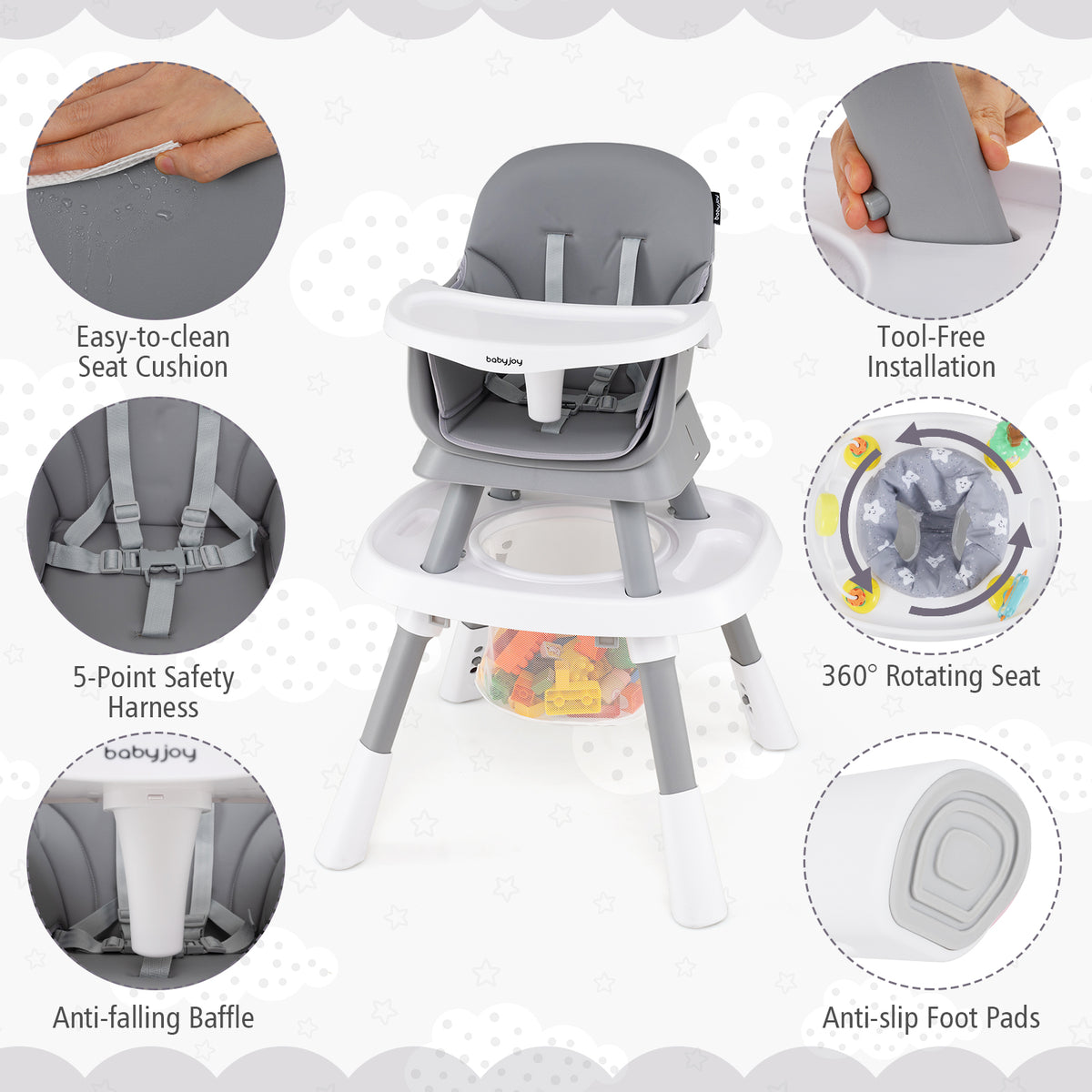 15-in-1 Convertible Baby High Chair, Multifunctional Kids Table & Chair Set