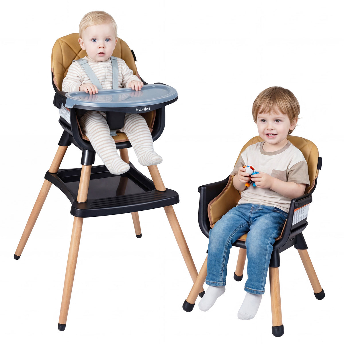 9-in-1 Convertible High Chair, Infants Booster Seat w/Harness and Waterproof Seat Cushion