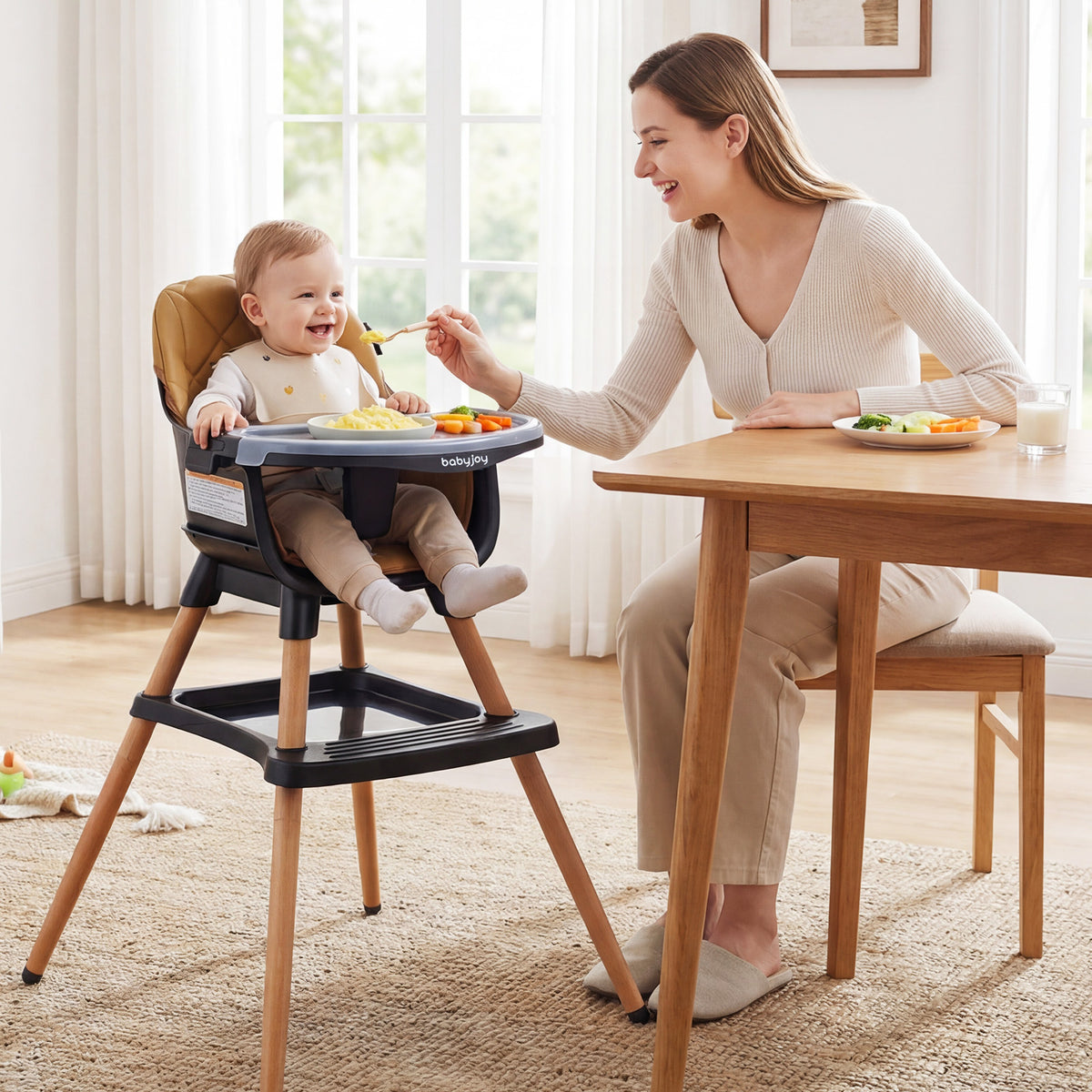 9-in-1 Convertible High Chair, Infants Booster Seat w/Harness and Waterproof Seat Cushion
