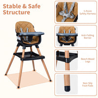 9-in-1 Convertible High Chair, Infants Booster Seat w/Harness and Waterproof Seat Cushion