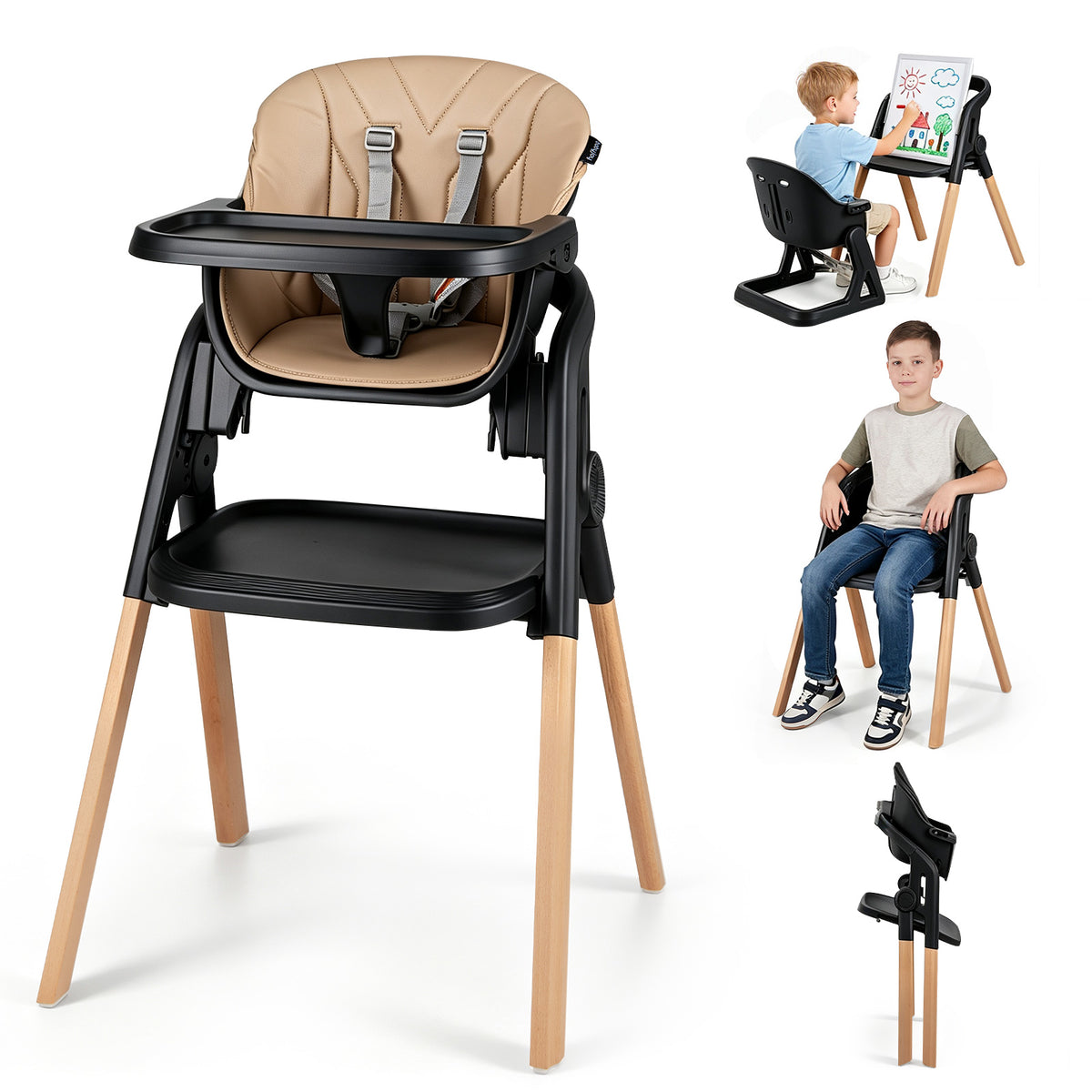 7-in-1 Convertible Foldable Baby High Chair w/Adjustable Tray