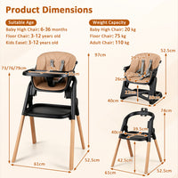 7-in-1 Convertible Foldable Baby High Chair w/Adjustable Tray