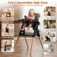 7-in-1 Convertible Foldable Baby High Chair w/Adjustable Tray
