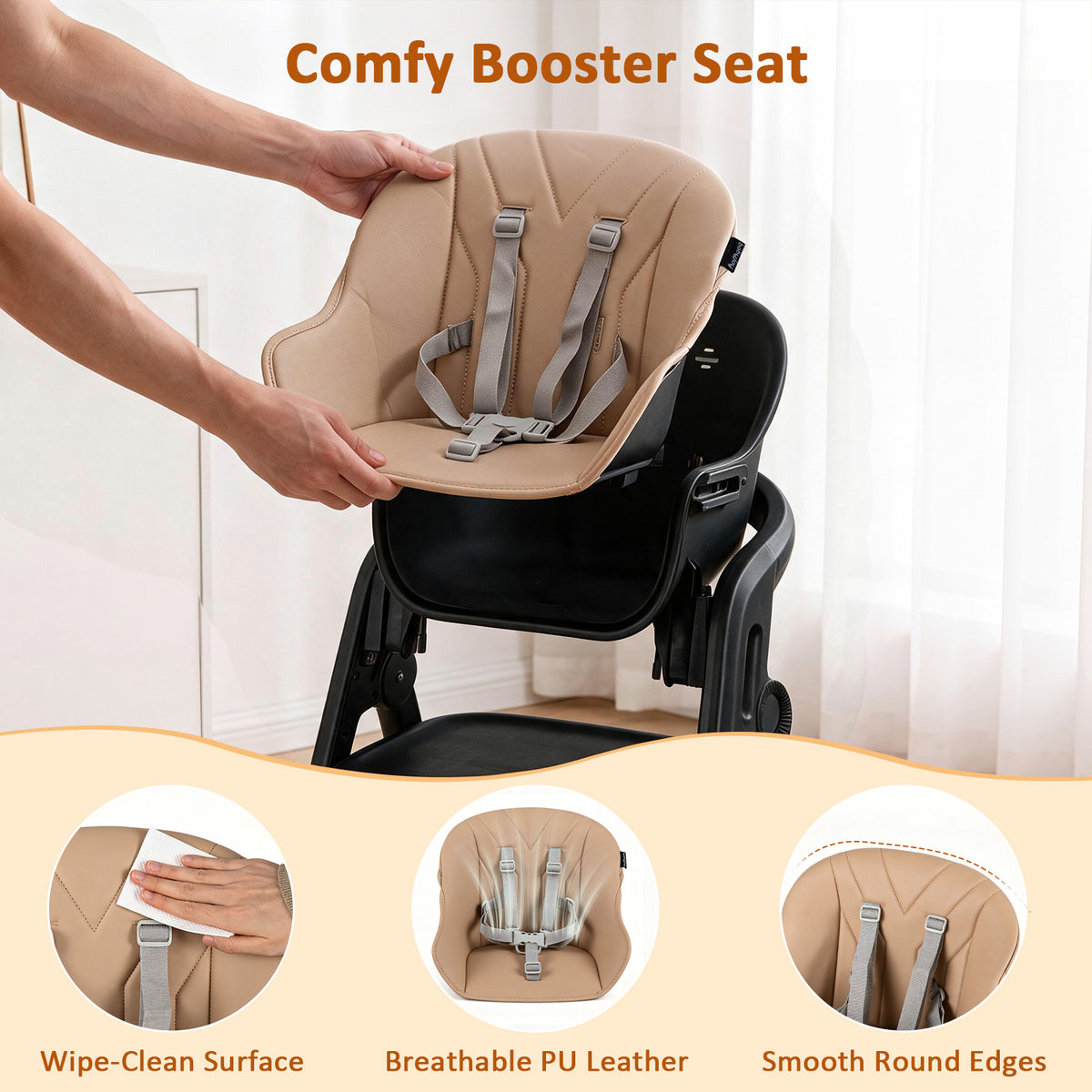 7-in-1 Convertible Foldable Baby High Chair w/Adjustable Tray