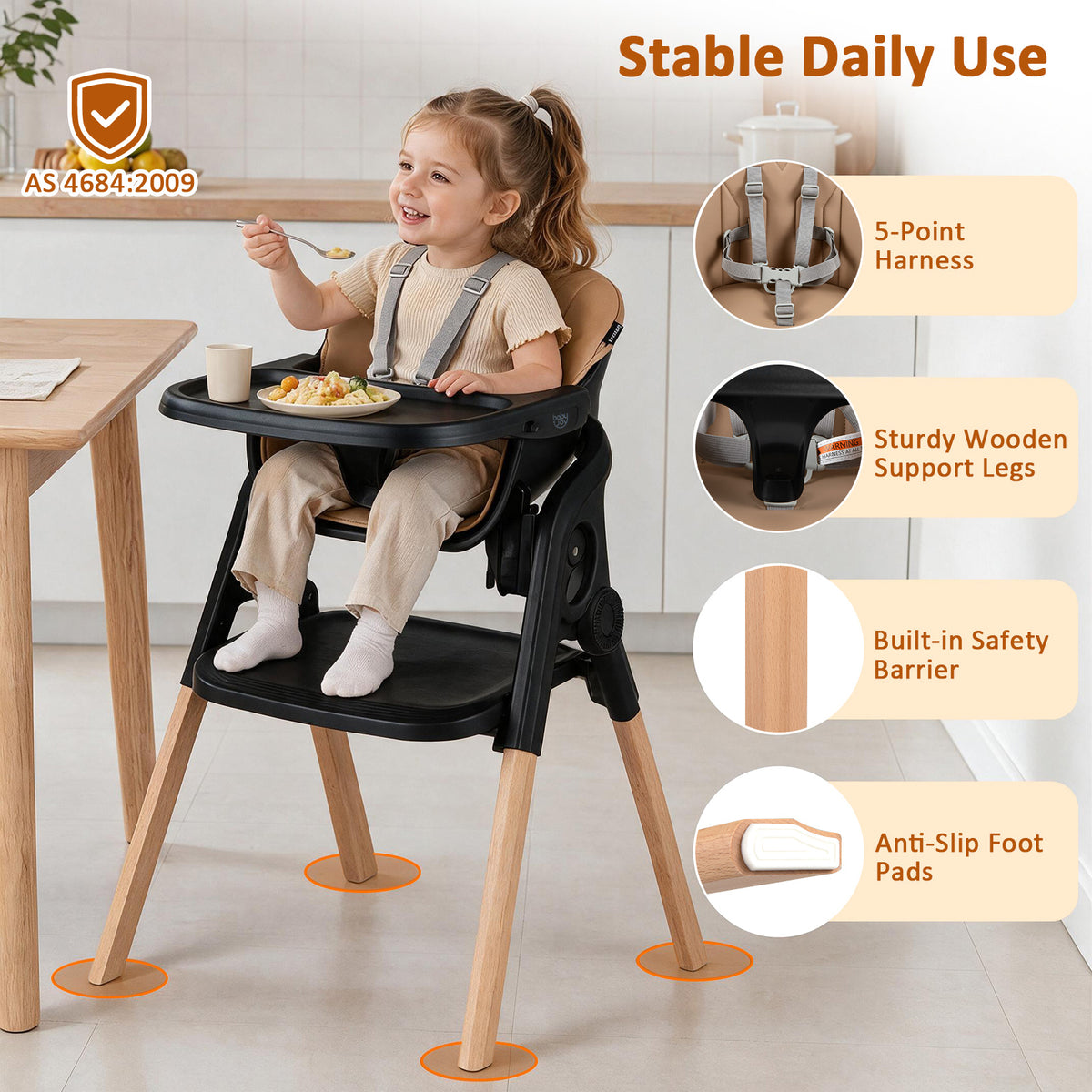 7-in-1 Convertible Foldable Baby High Chair w/Adjustable Tray