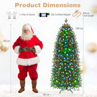 190cm Smart Pencil Christmas Tree with 220 Pre-Lit RGB LED Lights and Music Sync