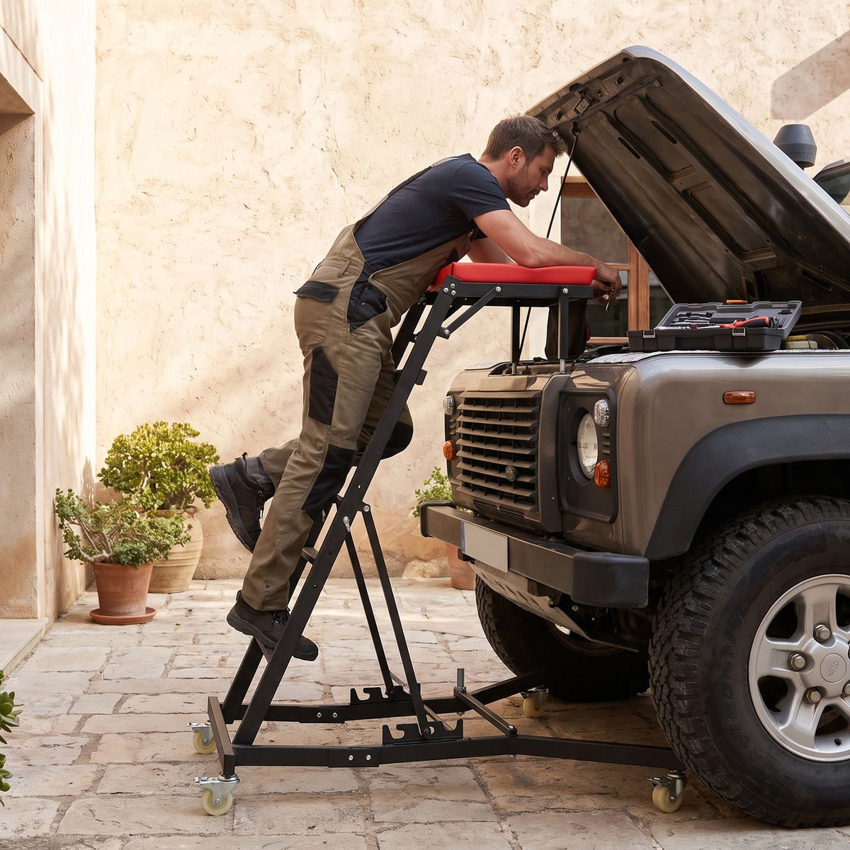 Topside Automotive Engine Creeper with 180kg Capacity and Adjustable Height for Garage Repair