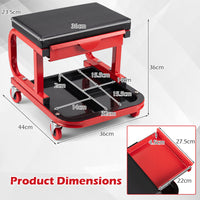 Mechanic Rolling Stool with Tool Trays and Magnetic Drawer